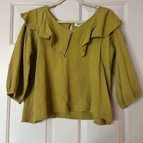 Umgee Tops - Umgee Chartreuse Ruffle Blouse | Size Small Cottagecore